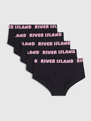حزمة من 5 قطع ملابس داخلية بخصر منخفض بشعار من River Island - صورة 1 من 1