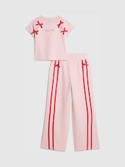 River Island Pink Bow T-Shirt & Joggers Set - Image 1 of 5