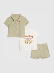 River Island Green Abbie Rosie Snacks T-Shirt & Shorts Set - Image 1 of 5