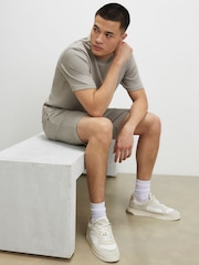 River Island Grey Slim Fit Interlock Shorts - Image 4 of 4