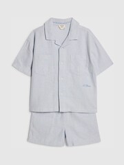 River Island Blue Long Sleeve Linen Shirt & Shorts Set - Image 2 of 5