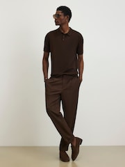 River Island Brown Slim Fit Essential Knitted Polo Shirt - Image 2 of 4