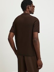 River Island Brown Slim Fit Essential Knitted Polo Shirt - Image 3 of 4