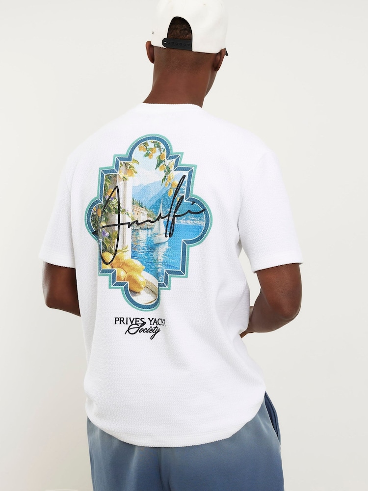 River Island White Oversized Texture Fruit Patch T-Shirt - Image 1 of 4