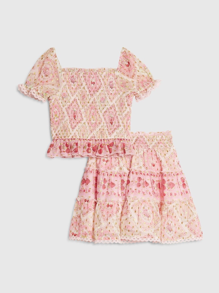 River Island Cherry Lace Chiffon Top & Rara Skirt Set - 圖片 1/3