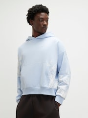 River Island Blue Oversized Floral Cabbages & Roses Hoodie - Image 1 of 4