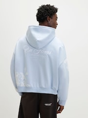 River Island Blue Oversized Floral Cabbages & Roses Hoodie - Image 2 of 4