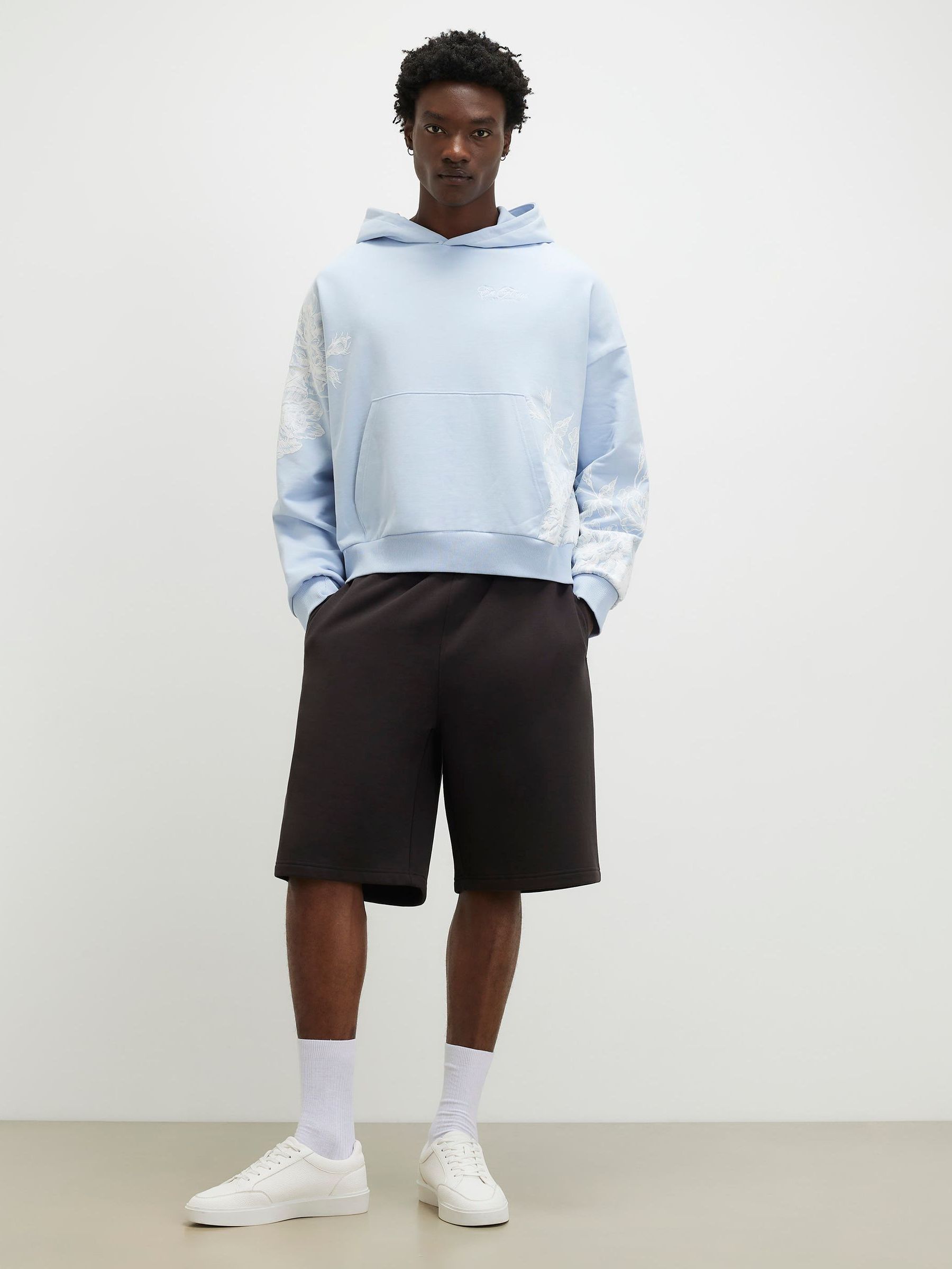 Buy River Island Blue Oversized Floral Cabbages & Roses Hoodie