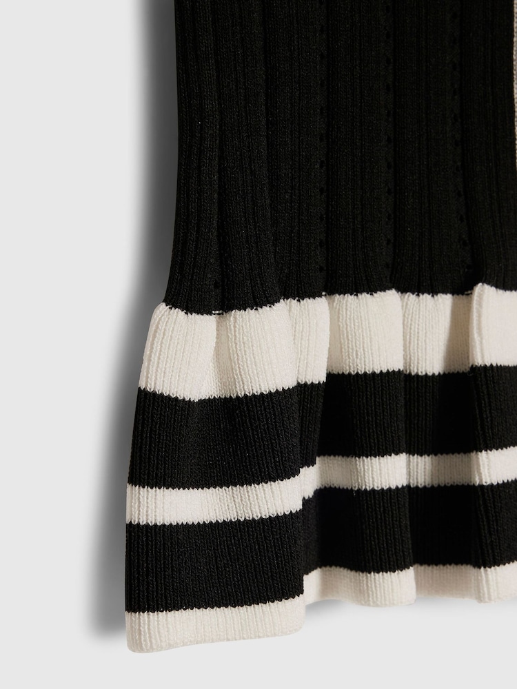 River Island Black Stripe Peplum Polo Cardigan - Image 2 of 4