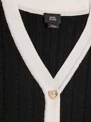 River Island Black Stripe Peplum Polo Cardigan - Image 3 of 4
