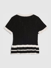 River Island Black Stripe Peplum Polo Cardigan - Image 4 of 4