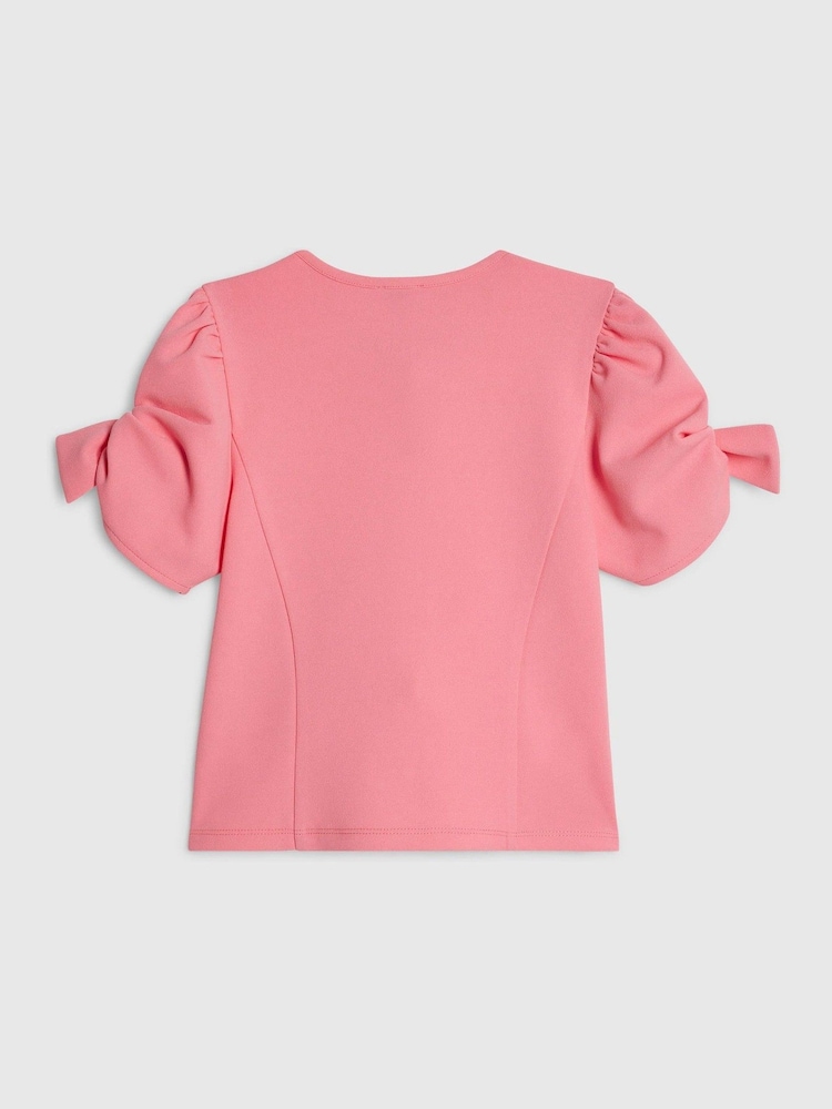 River Island Pink Scuba Crepe Puff Sleeve Top - Image 2 of 4