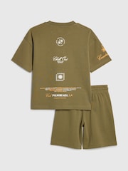 River Island Green Oversized Palm Beach Graphic T-Shirt & Shorts Set - Image 2 of 4