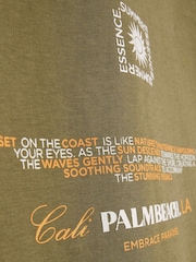 River Island Green Oversized Palm Beach Graphic T-Shirt & Shorts Set - Image 3 of 4