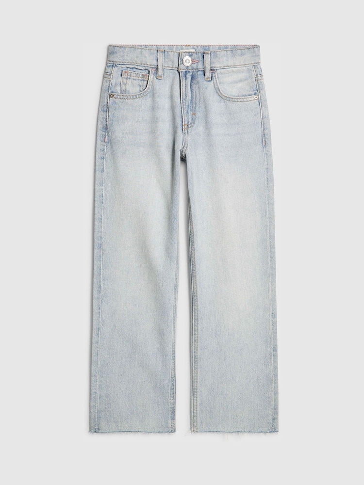 River Island Blue Straight Fit Mid Wash Jeans - Image 1 of 4