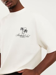 River Island Cream Oversized Texture Palm Patch T-Shirt - Image 4 of 4