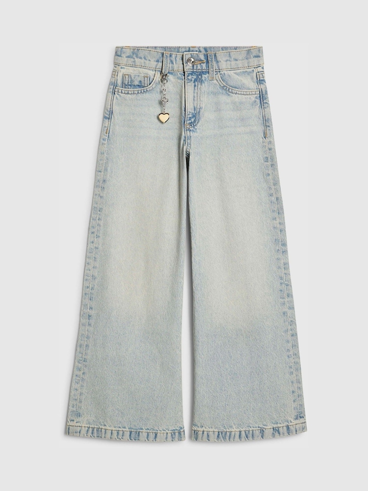 River Island Blue Wide Fit Light Wash Pull On Jeans - Image 1 of 3