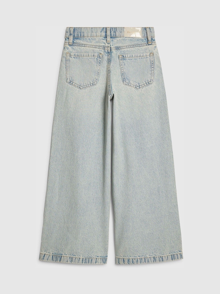 River Island Blue Wide Fit Light Wash Pull On Jeans - Image 2 of 3