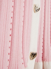 River Island Pink Stripe Peplum Polo Cardigan - Image 4 of 4