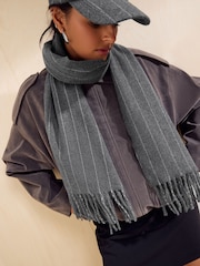 Friends Like These Grey Pin Stripe Mid Weight Scarf - Image 1 of 7