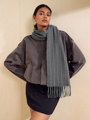 Friends Like These Grey Pin Stripe Mid Weight Scarf - Image 2 of 7