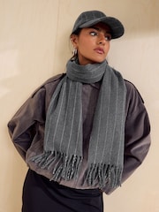 Friends Like These Grey Pin Stripe Mid Weight Scarf - Image 4 of 7