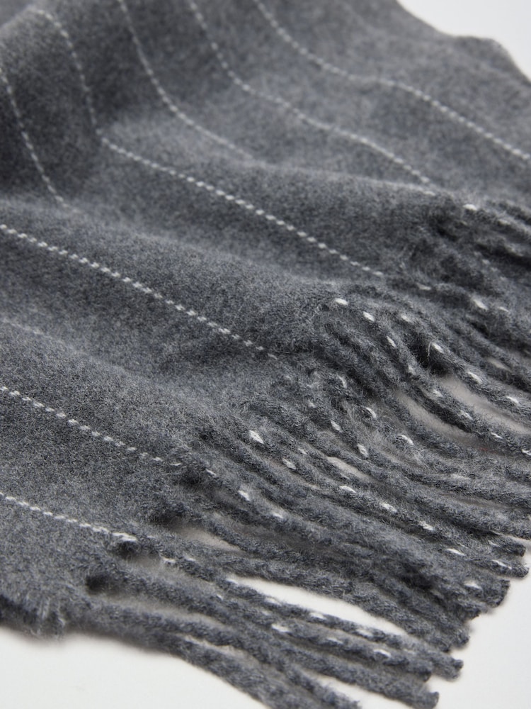 Friends Like These Grey Pin Stripe Mid Weight Scarf - Image 7 of 7