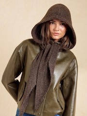 Friends Like These Brown Cosy Ribbed Hooded Scarf - Image 1 of 7