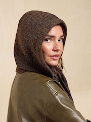 Friends Like These Brown Cosy Ribbed Hooded Scarf - Image 3 of 7