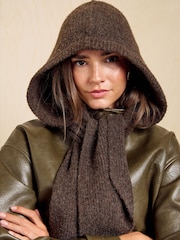 Friends Like These Brown Cosy Ribbed Hooded Scarf - Image 4 of 7
