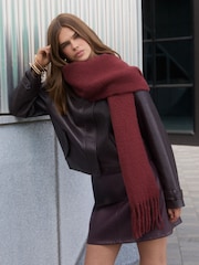 Friends Like These Burgundy Red Skinny Brushed Scarf - Image 1 of 6