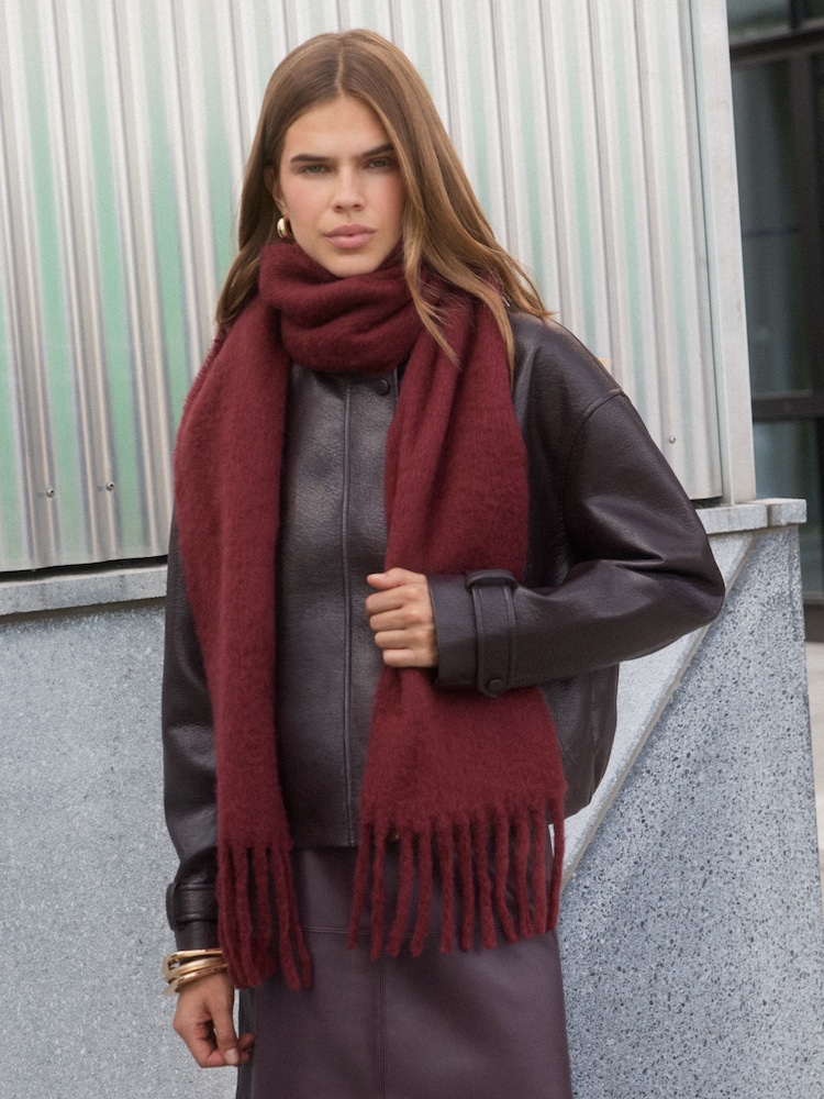 Friends Like These Burgundy Red Skinny Brushed Scarf - Image 2 of 6