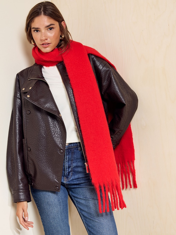 Friends Like These Red Skinny Brushed Scarf - Image 1 of 6