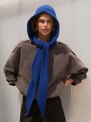 Friends Like These Blue Cosy Ribbed Hooded Scarf - Image 1 of 6