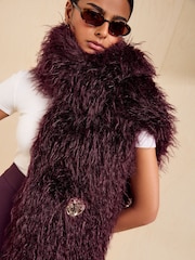 Friends Like These Burgundy Red Faux Fur Shearling Scarf - Image 3 of 7