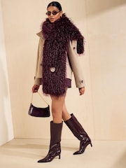Friends Like These Burgundy Red Faux Fur Shearling Scarf - Image 4 of 7