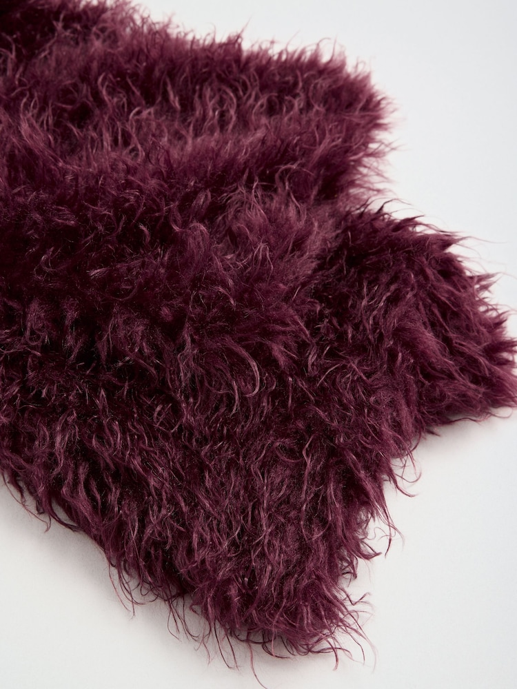 Friends Like These Burgundy Red Faux Fur Shearling Scarf - Image 7 of 7 Friends Like These Burgundy Red Faux Fur Shearling Scarf - Image 7 of 7