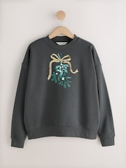 Charcoal Grey Mistletoe Christmas Sweatshirt - Image 1 of 3