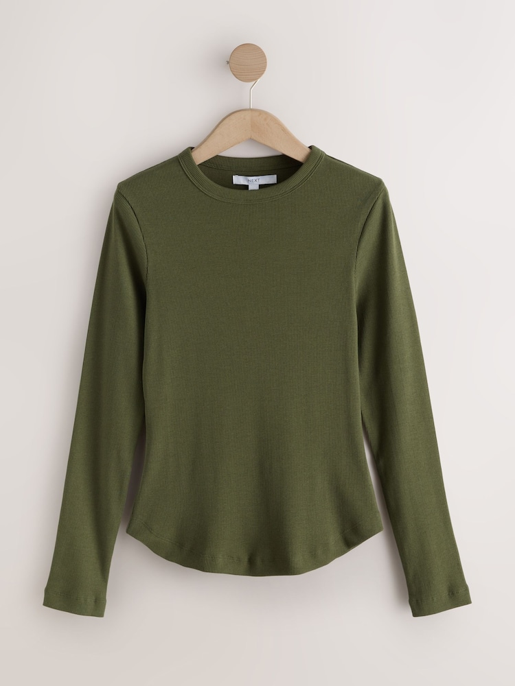 Neutraali - Long Sleeve Crew Neck Ribbed Tops 3 Pack - Kuva 2 / 6