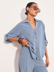 Lipsy Blue Touch Of Linen Long Sleeve Shirt - Image 1 of 5