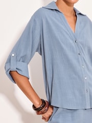 Lipsy Blue Touch Of Linen Long Sleeve Shirt - Image 3 of 5