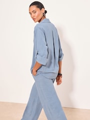 Lipsy Blue Touch Of Linen Long Sleeve Shirt - Image 5 of 5