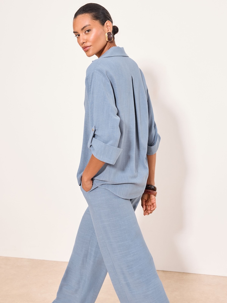 Lipsy Blue Touch Of Linen Long Sleeve Shirt - Image 5 of 5