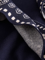 Navy Blue Paisley Scarf Detail Knit Look Jumper - Image 2 of 3