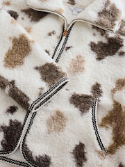 Monochrome Cow Print Sheepy Borg Zip Through Jacket - Image 2 of 3