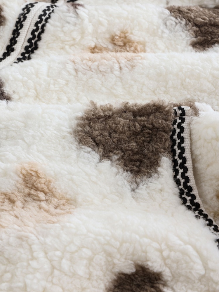Monochrome Cow Print Sheepy Borg Zip Through Jacket - Image 3 of 3