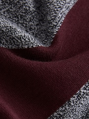 Grey/Burgandy Striped Striped Knit Look Crew Neck Jumper - Image 7 of 7