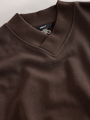 Czekoladowy brąz - V-Neck Sweatshirt - Obraz 2 z 3