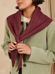 Love & Roses Burgundy Red Cut Out Triangle Scarf - Image 2 of 7