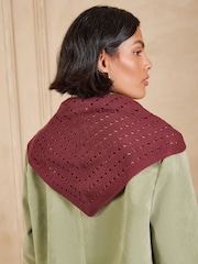 Love & Roses Burgundy Red Cut Out Triangle Scarf - Image 3 of 7